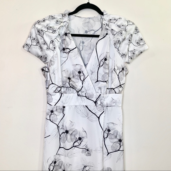 NWT ELIE TAHARI Niki Floral Midi Dress Fresh Pearl - Picture 3 of 16